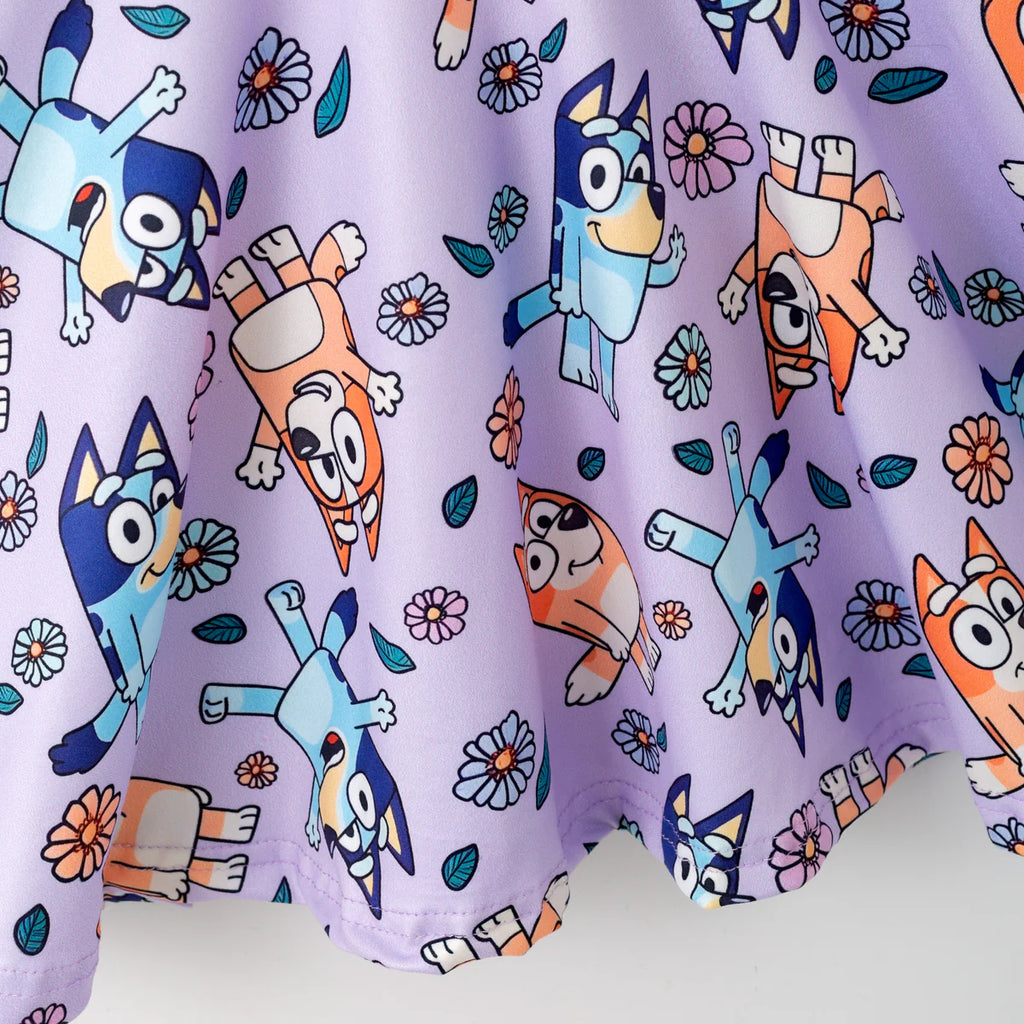 Girls Purple Long Sleeve Bluey Dress