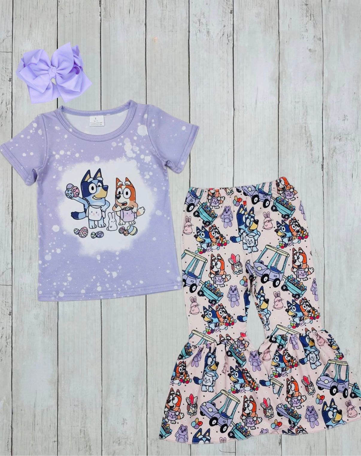 Girls Purple Bluey Easter Belle Bottom Set