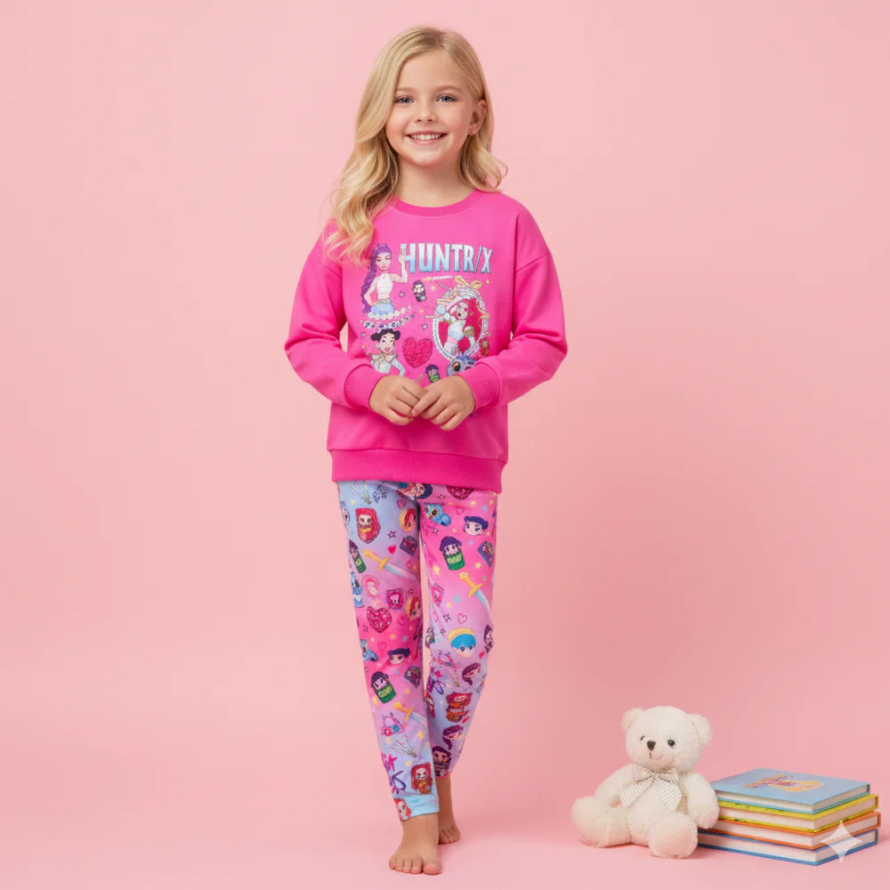 Girls Pink Huntrix Pants Set