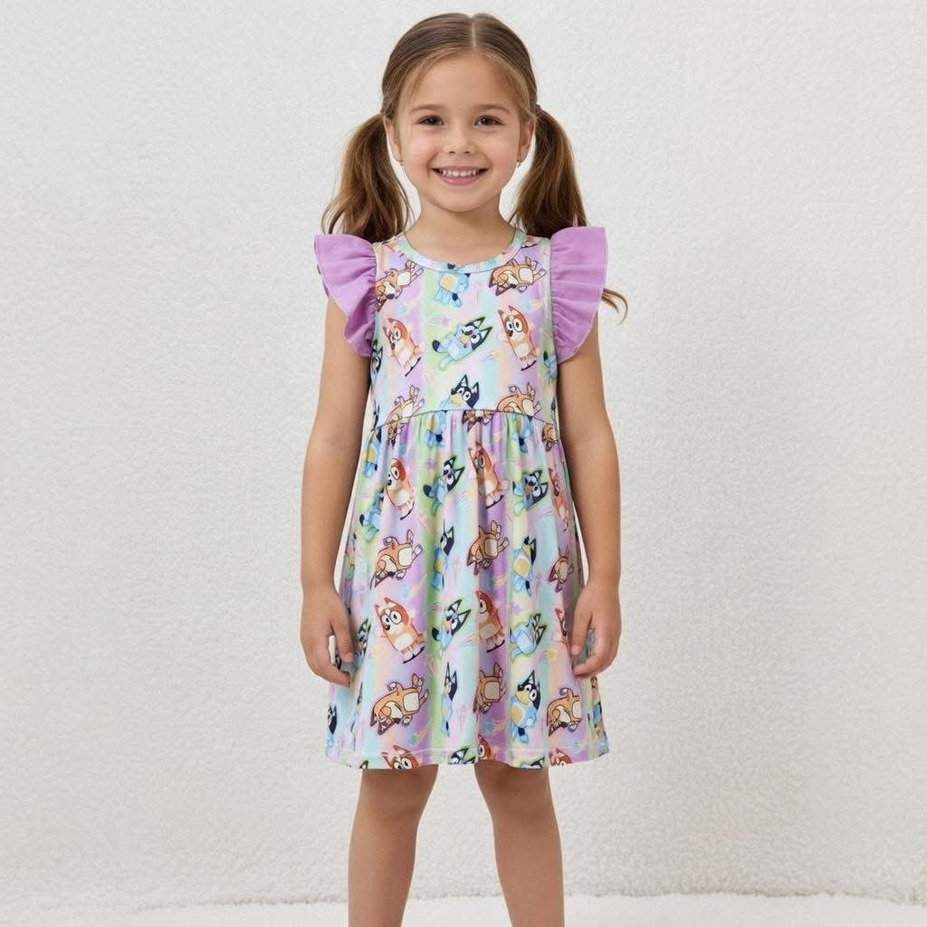 Girls Bluey Tie Dye Dress